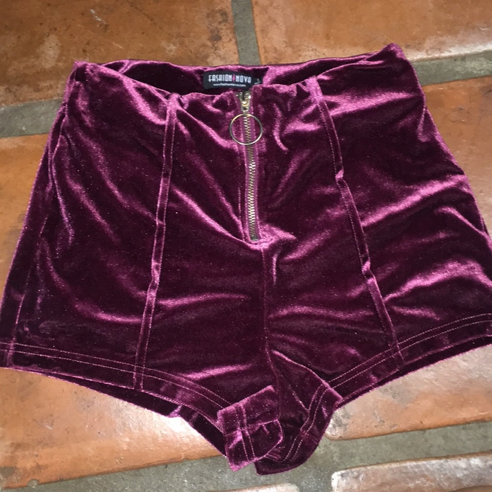 Velvet high waisted shorts
